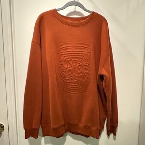 Cozy Autumn Pumpkin Spice Season Women's Embossed Puff Sweatshirt - Orange - XL